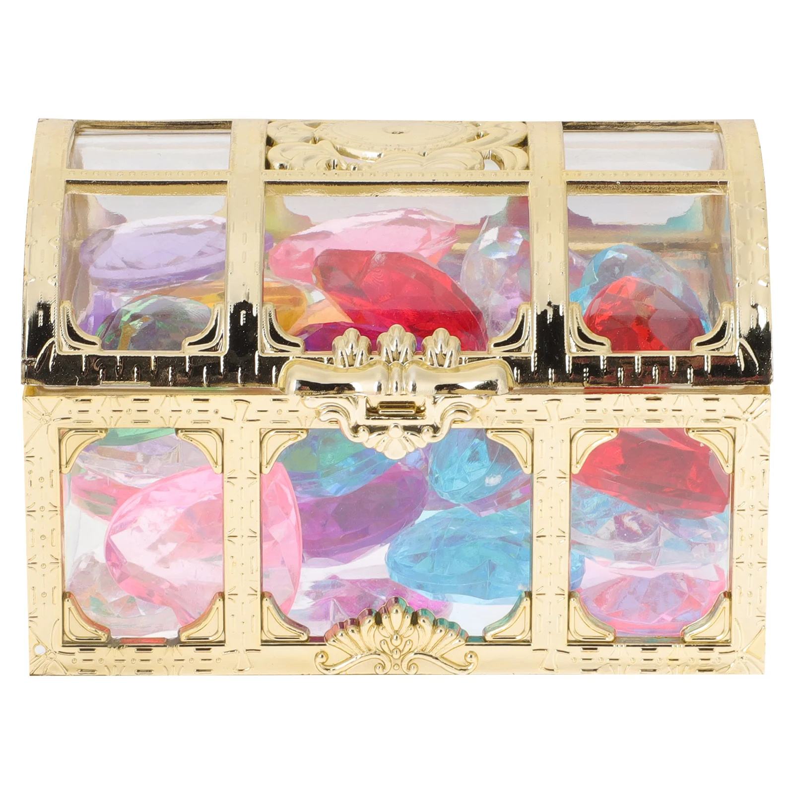 1 conjunto crianças caixa de pedras preciosas princesa castelo tema pequeno baú de tesouro com pedras preciosas falsas coloridas para crianças brinquedo festa de aniversário
