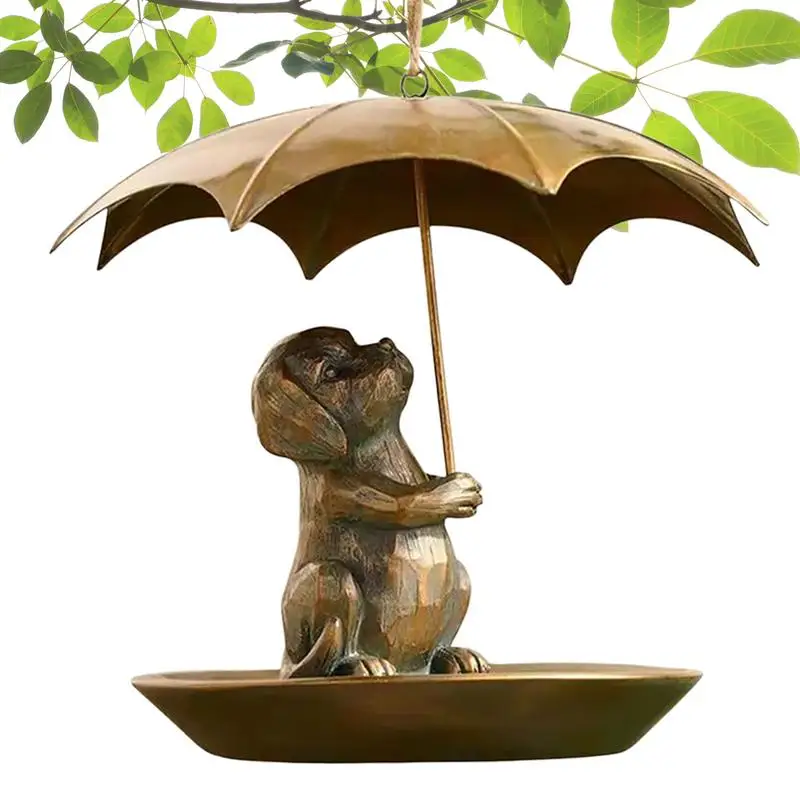 

Squirrel Umbrella Bird Feeder Outdoor Squirrel Holding Umbrella Wild Bird Feeder All-Weather Exquisite Garden Yard Decorations