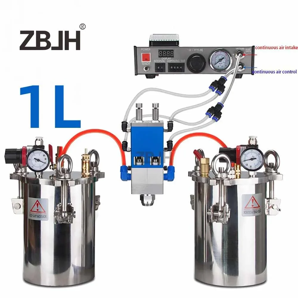 Double Liquid Fluid Ab Glue Mixing Stainless Steel Pressure 1L Tank Dispensing Valve Controller Machine Combination Equipment