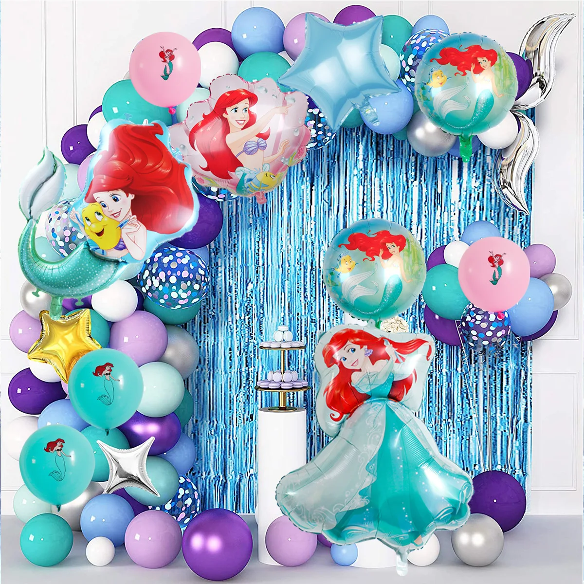 Disney The Little Mermaid Ariel Birthday Party Decorations Tableware Paper Cups Plats Napkins Balloons Baby Shower Supplies Kids