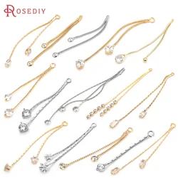 18K Gold Color Brass Zircon Chain Tassel Earrings Connect Charms High Quality Diy Jewelry Making Supplies Earrings Accessories