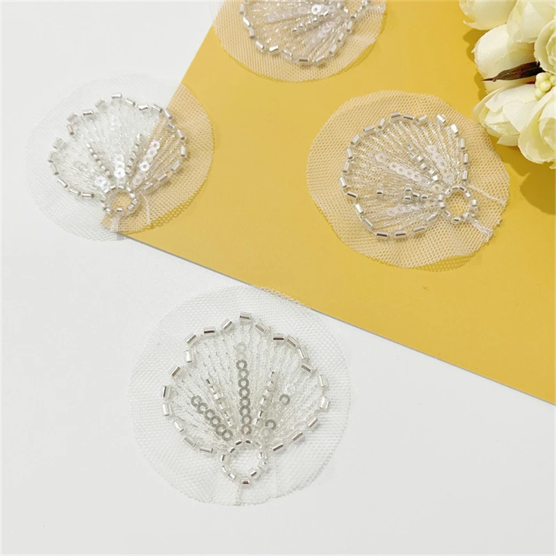 1Pc Mermaid Shell Patches Sew on Beaded Repair For Clothing Applique