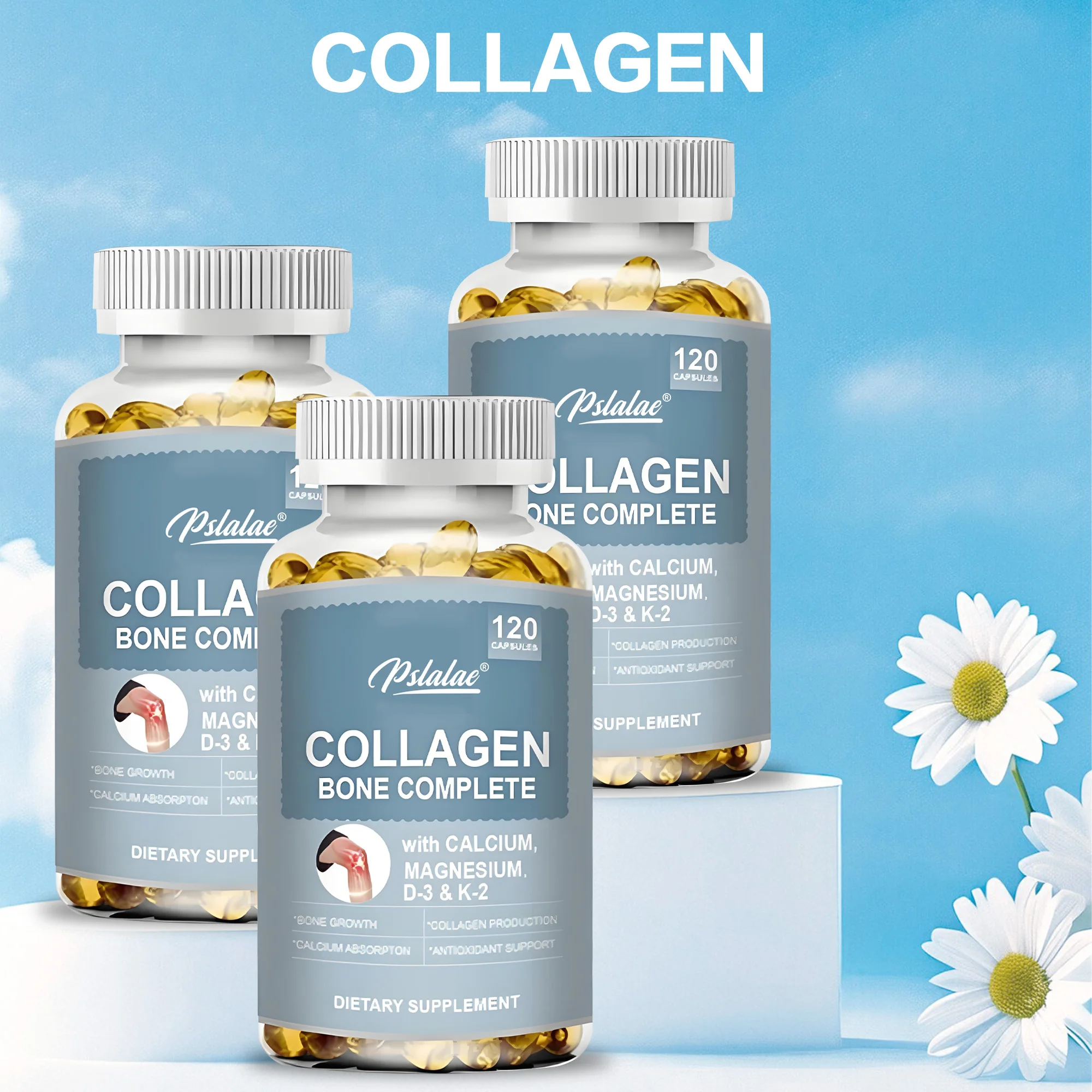 

Bone Collagen Complete Capsules - for Calcium Absorption Bone Growth Collagen Antioxidant Support Collagen Production
