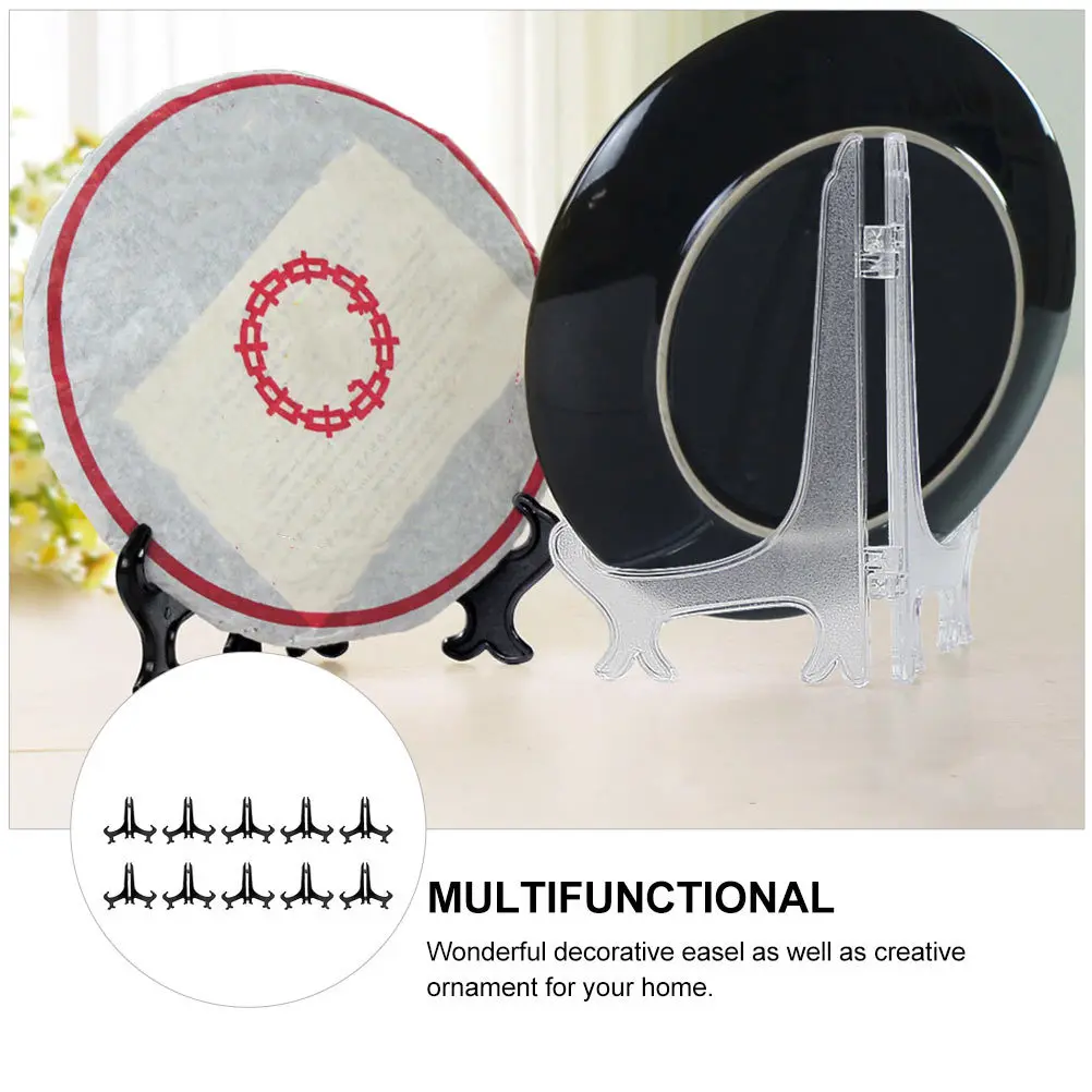 

12pcs Tea Cake Rack Plastic Display Stand For Plate Holder Dish Organizer Curved Easel Home Storage Shelf Decorative Rack