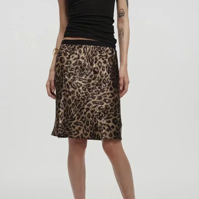2026 Anti-Wrinkle Leopard Women Skirts Bronzing Temperament Leopard Woman Skirt For Lady