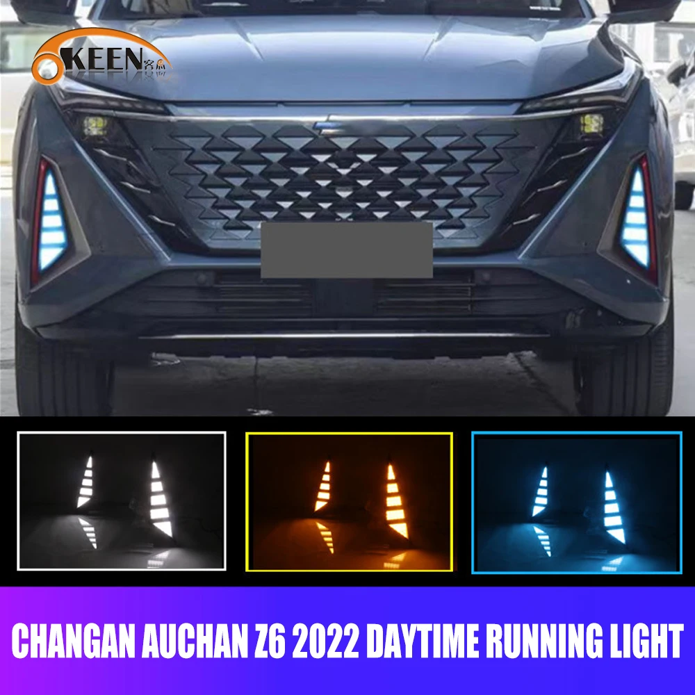 OKEEN 2p LED Daytime Running Light For Changan Auchan Z6 2022  Car Driving Turn Signal Fog Lamp Headlight Auto Accessory DRL 12V