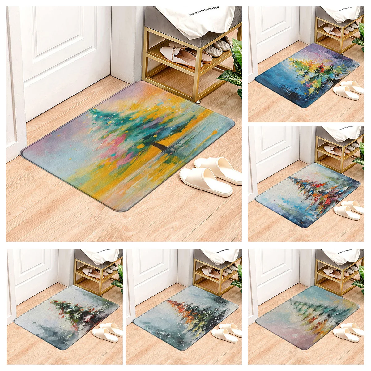 House entrance carpet Home door mat Living Room Bath Foot bathroom non-slip water absorption rugs bath Merry Christmas winter