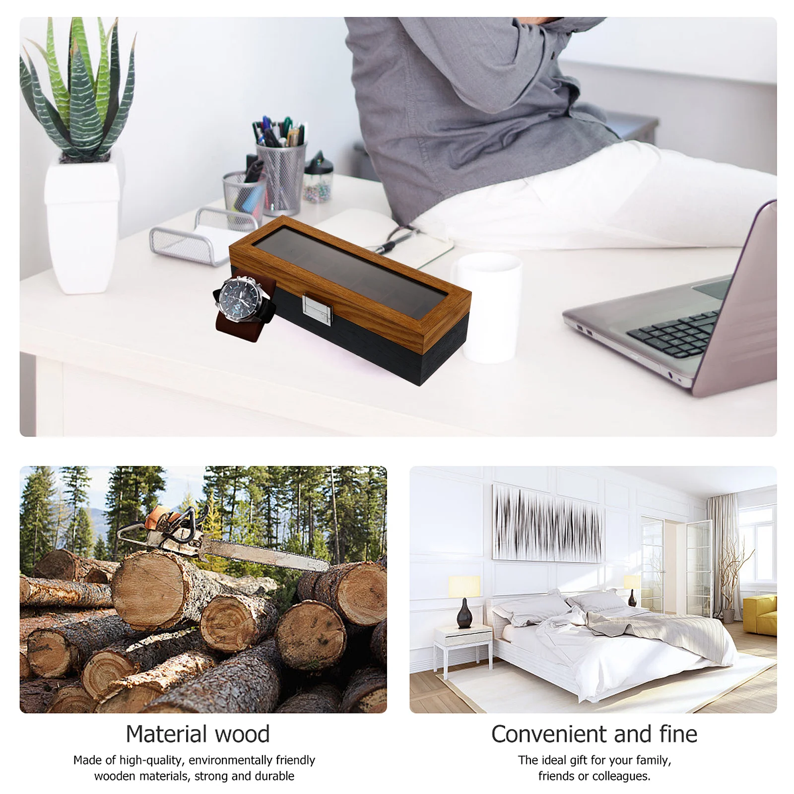 

6 Slots Retro Wooden Watch Organizer Storage Box Vintage Buckle Display Jewelry Case Vintage Buckle Watch Box Jewelry Case