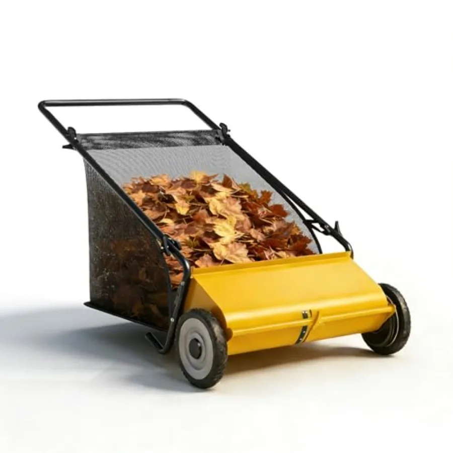 

Садовая газонокосилка-подметальщик с шириной захвата 21 дюйм, улучшенная 4-щеточная система, объем контейнера 3,5 фута, прочная стальная рама, идеально подходит для уборки двора и сада