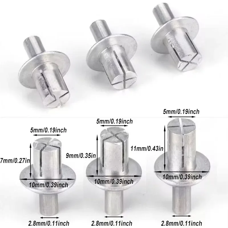 Knock Type Aluminum Alloy Expansion Rivets Hammer Drive Expansion Nails Head Piercing Metal Rod Screws Board Wall Fasteners Part