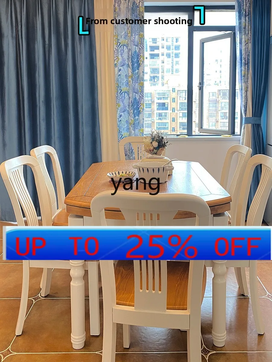 

LMM combination solid wood folding retractable 6 people American simple 8 people modern round dining table