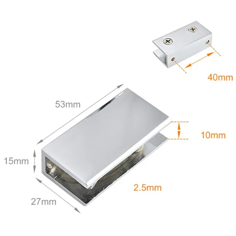 

2PCS Zinc Alloy Shower Glass Clamps Clips Holder Brackets Suitable for Various Glass Thickness Easy to Install