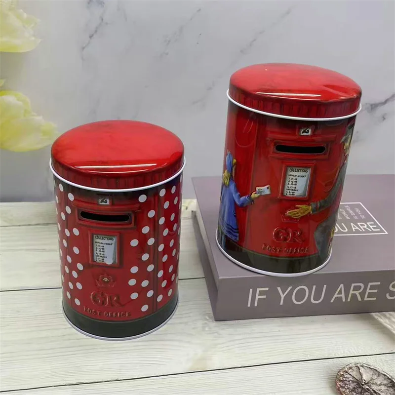Round British Style Coin Bank Vintage Metal Storage Box for Coins, Multipurpose Decorative Item for Living Room and Bedroom
