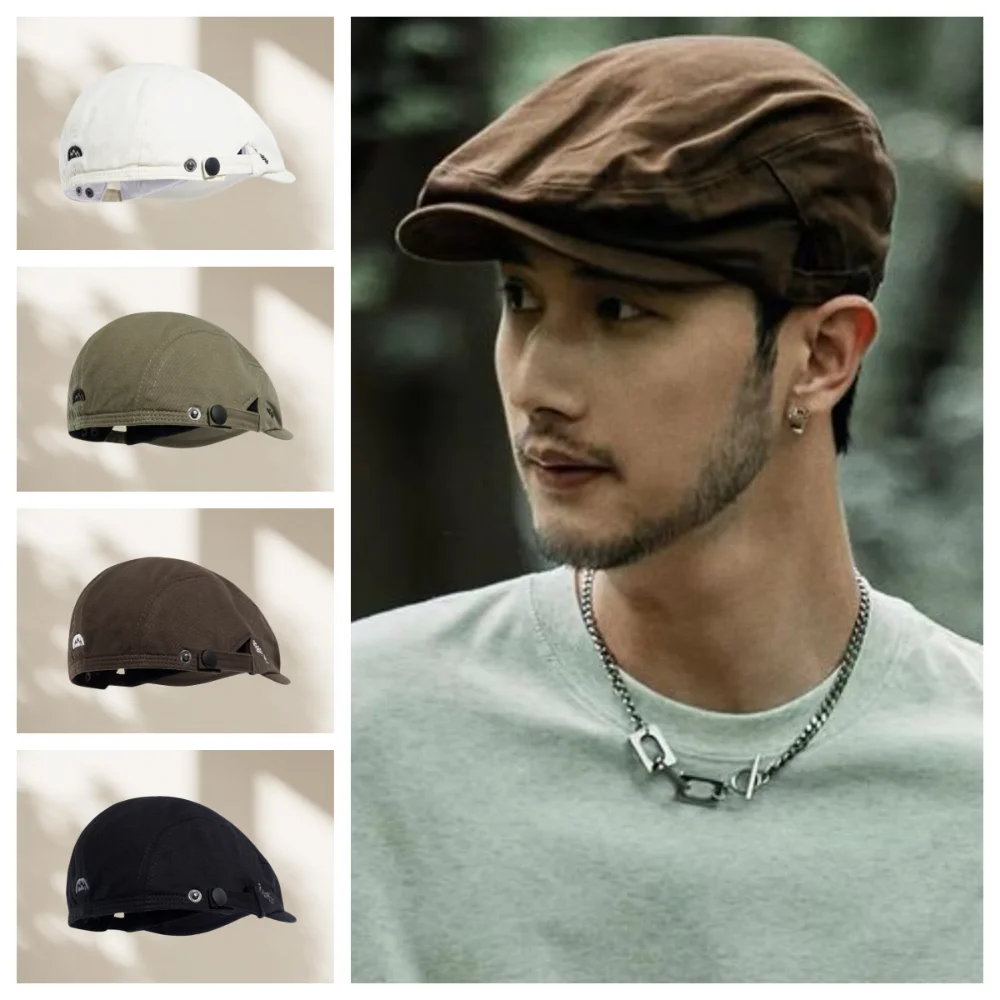 

Personality Pure Color Newsboy Flat Cap Artist Fashion Embroider Letter Hat Casual British Style Retro Painter Hat Male Famale