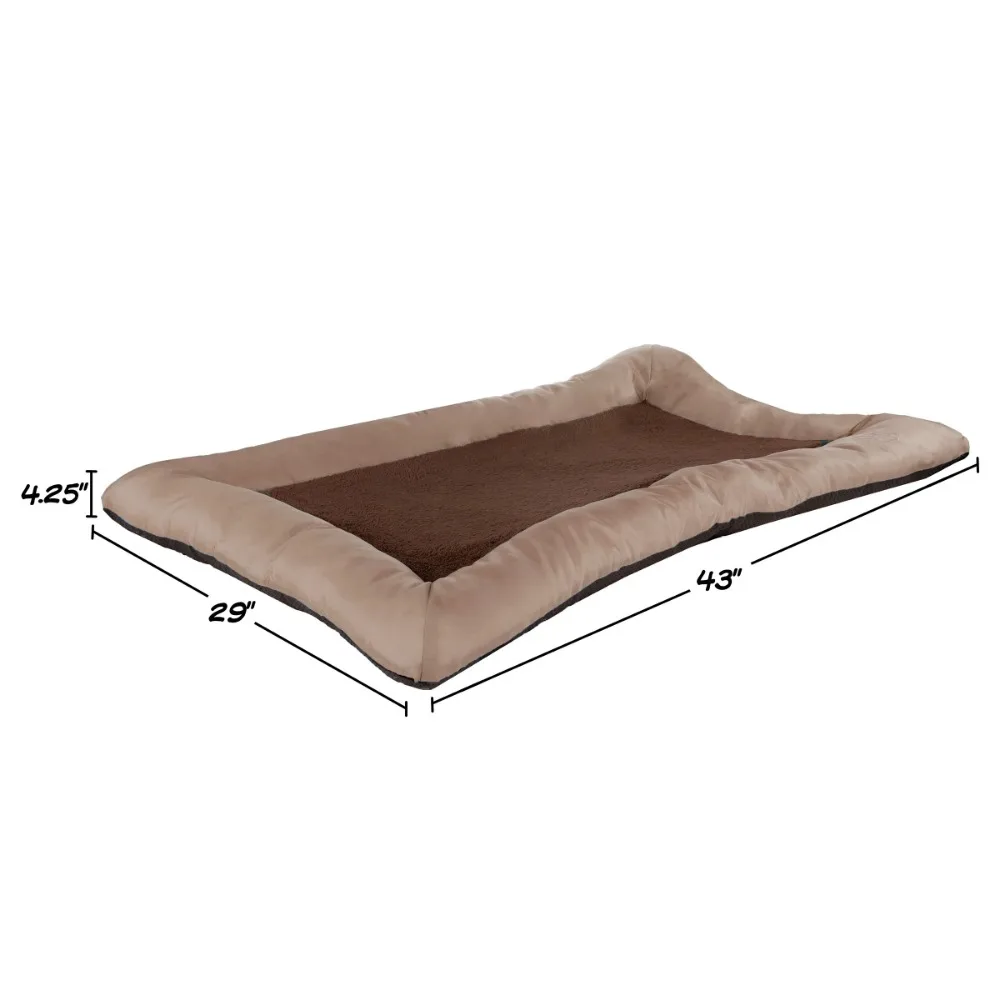 

PETMAKER 43x29-Inch Sherpa Dog Bed with Water-Resistant Neck Bolster (Tan)