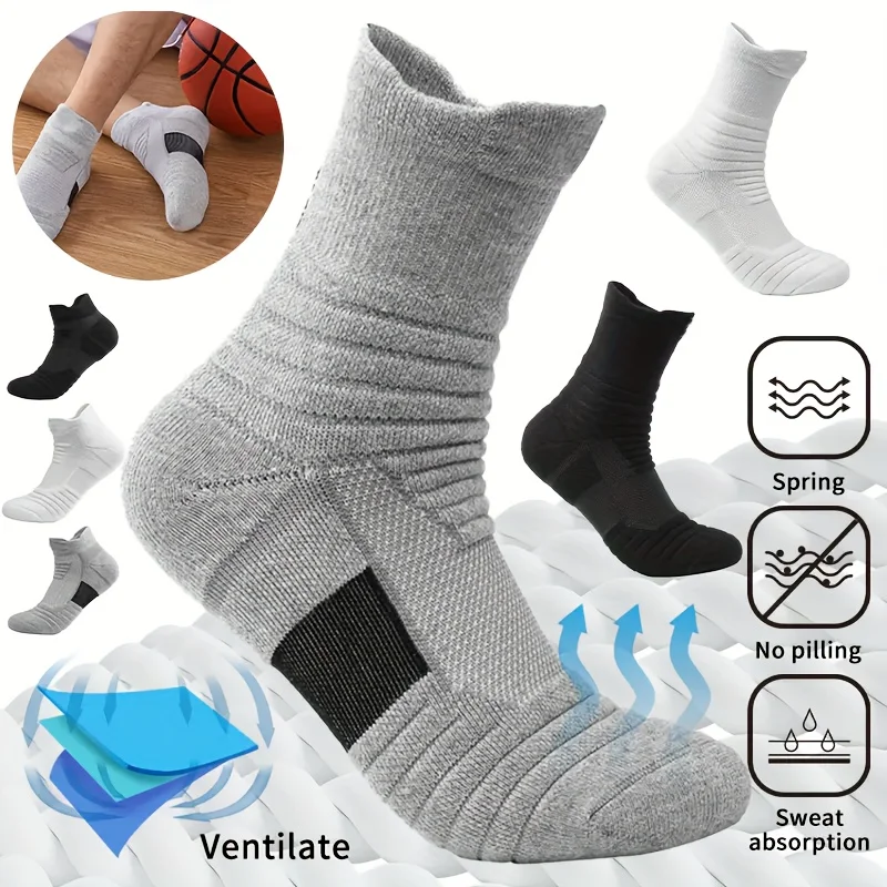 

1/3/6 Pairs Men Socks Compression Stockings Breathable Basketball Sports Cycling Socks Moisture Wicking High Elastic Tube Socks