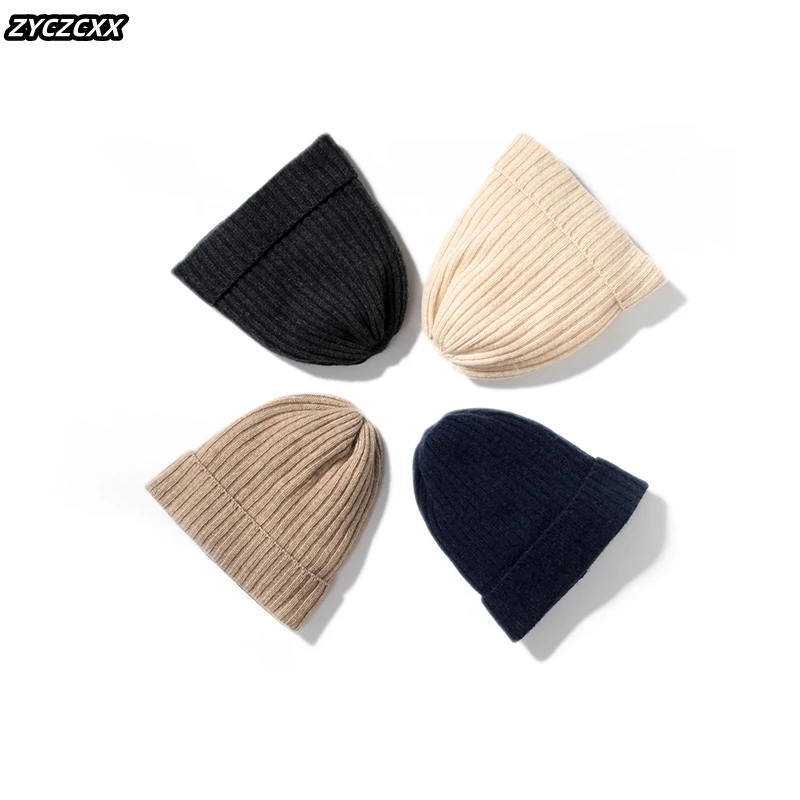 

ZYCZCXX Regardless Of Gender 100%Pure Cashmere Hat High Quality Thick Men's Outdoor Sports Cowl Winter New Women's Warm Skullcap