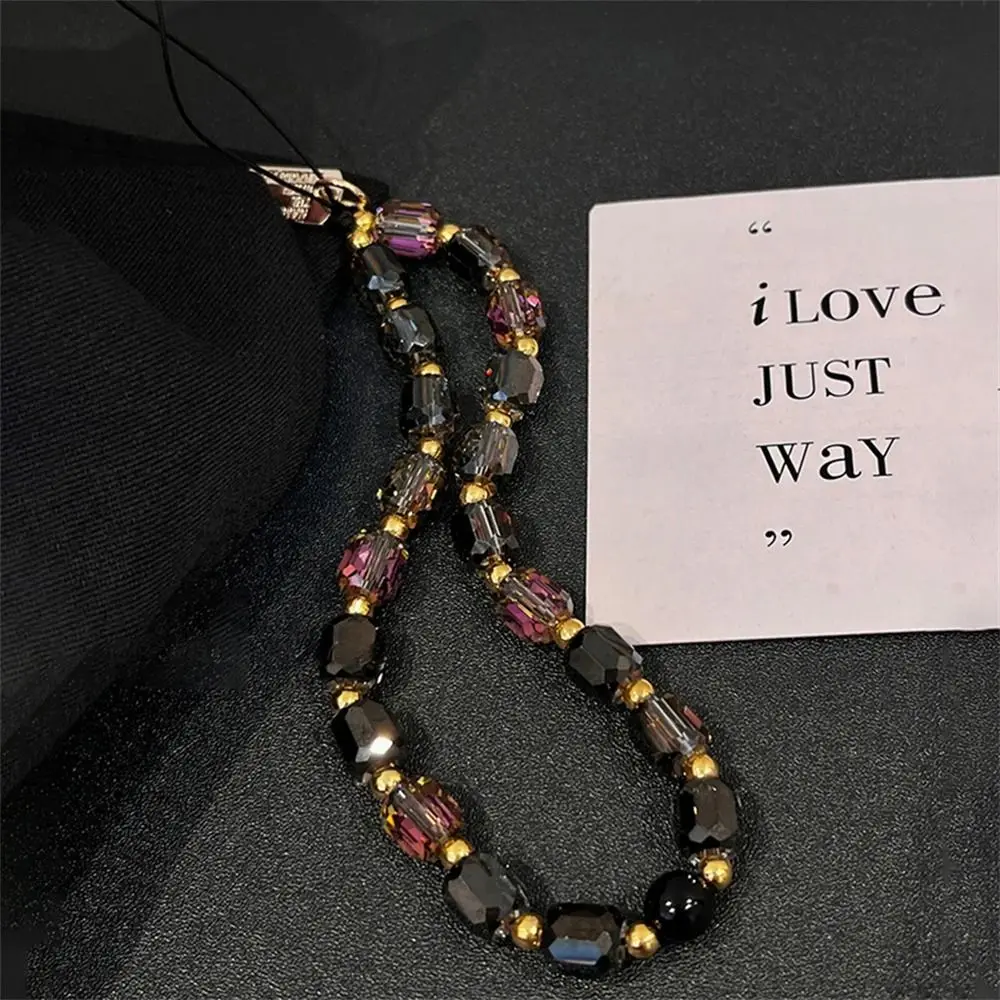 

Роскошный черный золотой кристалл, цепочка для телефона, ремешок из бисера, корейский браслет для iPhone, Samsung, аксессуары, подвесная веревка, кулон, ювелирные изделия