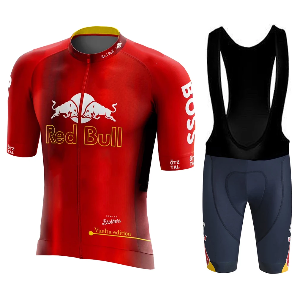 Red Bull ensembles de cyclisme Sport hommes vêtements bavoir court maillot de cyclisme homme vélo vtt ensemble de vêtements pour hommes vélos de Sport vélos de route