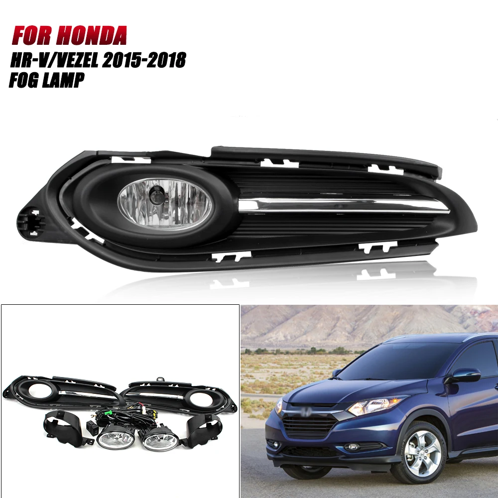 

Front Bumper Fog Lamp Upgrade Kit FOR HONDA HR-V VEZEL 2015 2016 2017 2018 Version Additional Foglight Set Switch + Wiring