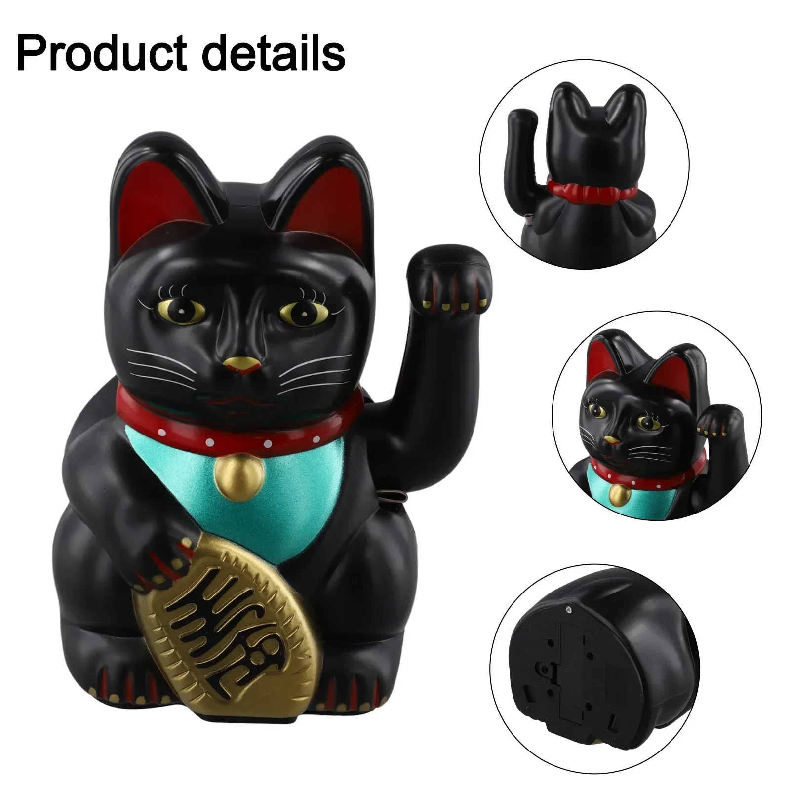 Japanese Lucky Waving Cat Beckoning Maneki Wealth Fortune Shaking Hands Car Decoration Home Office Checkout Counter Ornament