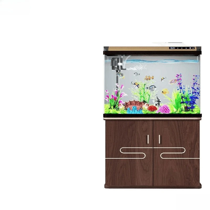 Living room glass large, medium and small with cabinets integrated ecological goldfish tank
