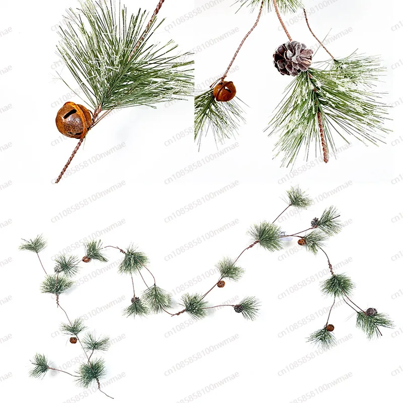 Christmas Flowers Pine Needles Rattan Bells Red Fruit Ornaments Wreaths, Holiday Home Dining Table Pendants Cedar view 3