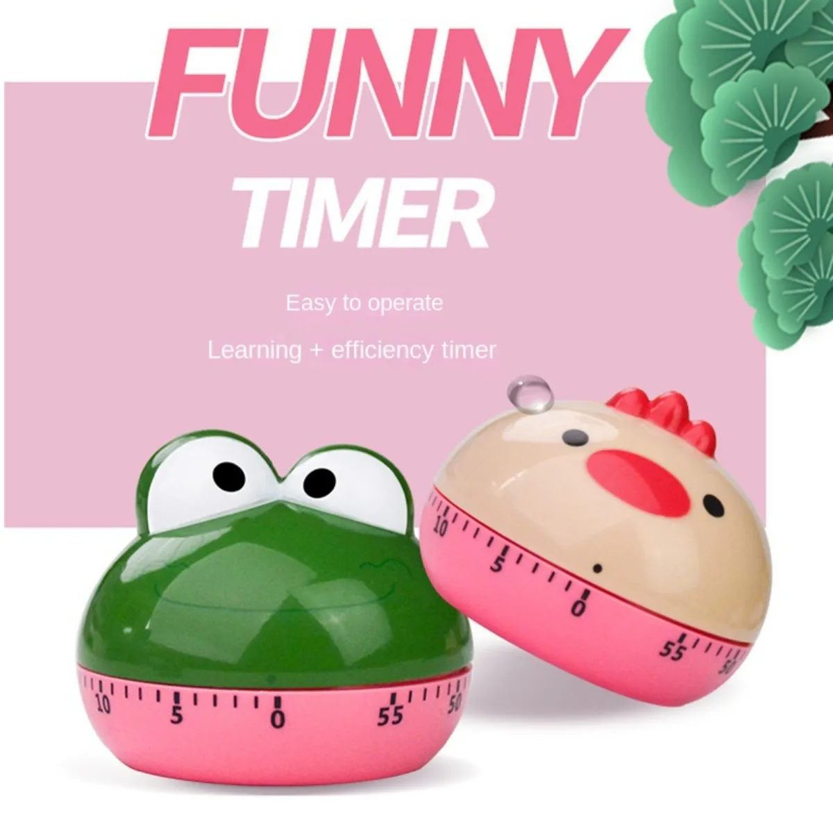 60Minute Egg Timer Cute Animal Mechanical Timer Manual Countdown- for Home-Study and Work Timer Reminder Cooking Time Manager