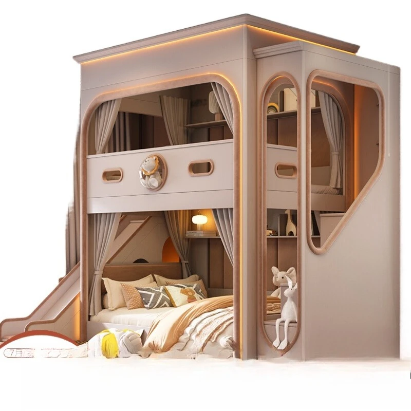 

Children's bed bunk with slide castle does not disturb siblings tree house high and low bed