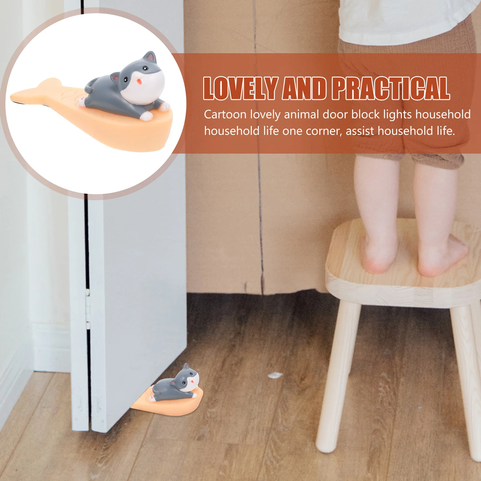 

Security Door Wedge Cartoon Animals Doorstop PVC Material Anti-Skid Easy Install Door Stopper Doorstop