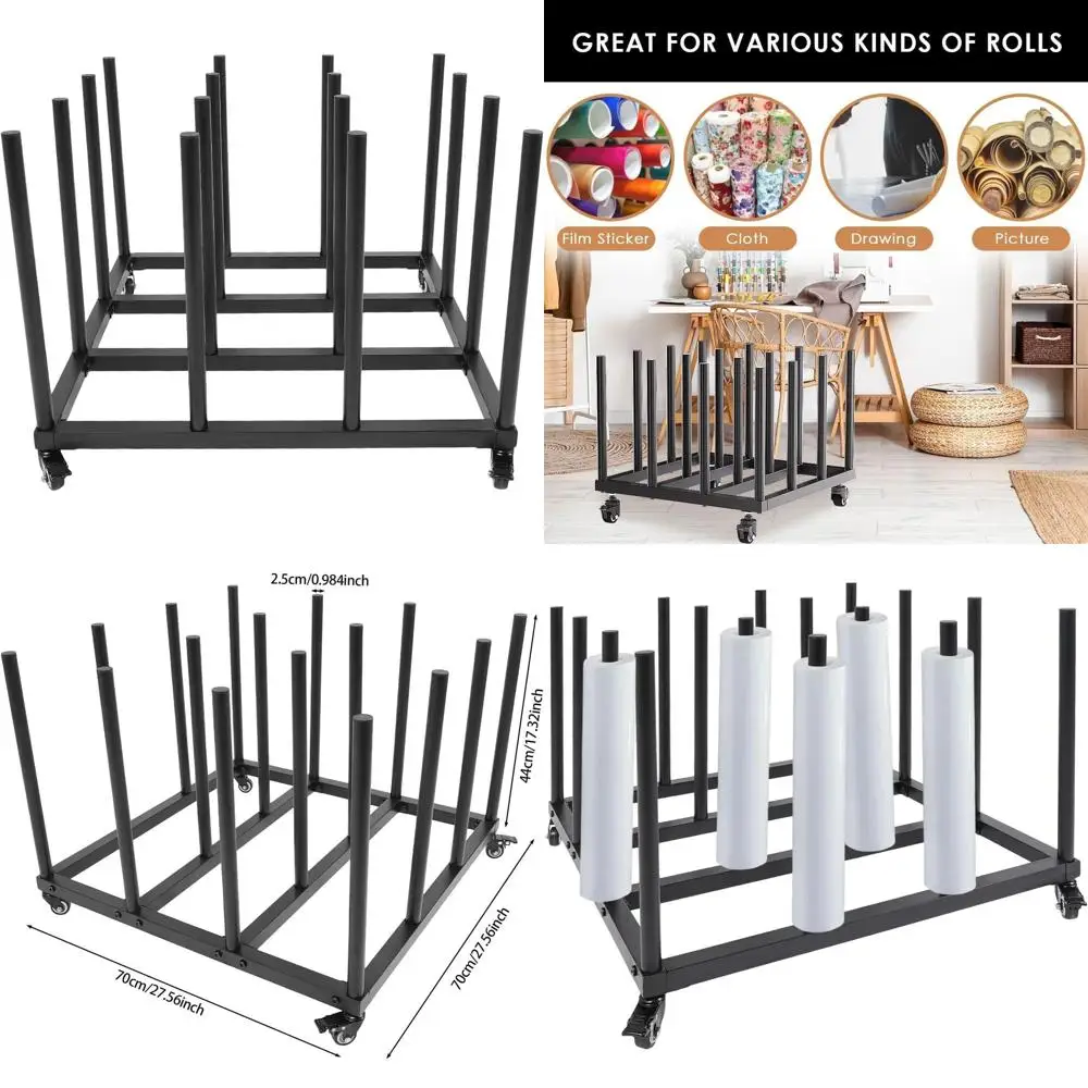 

Прочная большая тележка для виниловых рулонов с колесами для цифровых материалов, фотобумаги и ткани