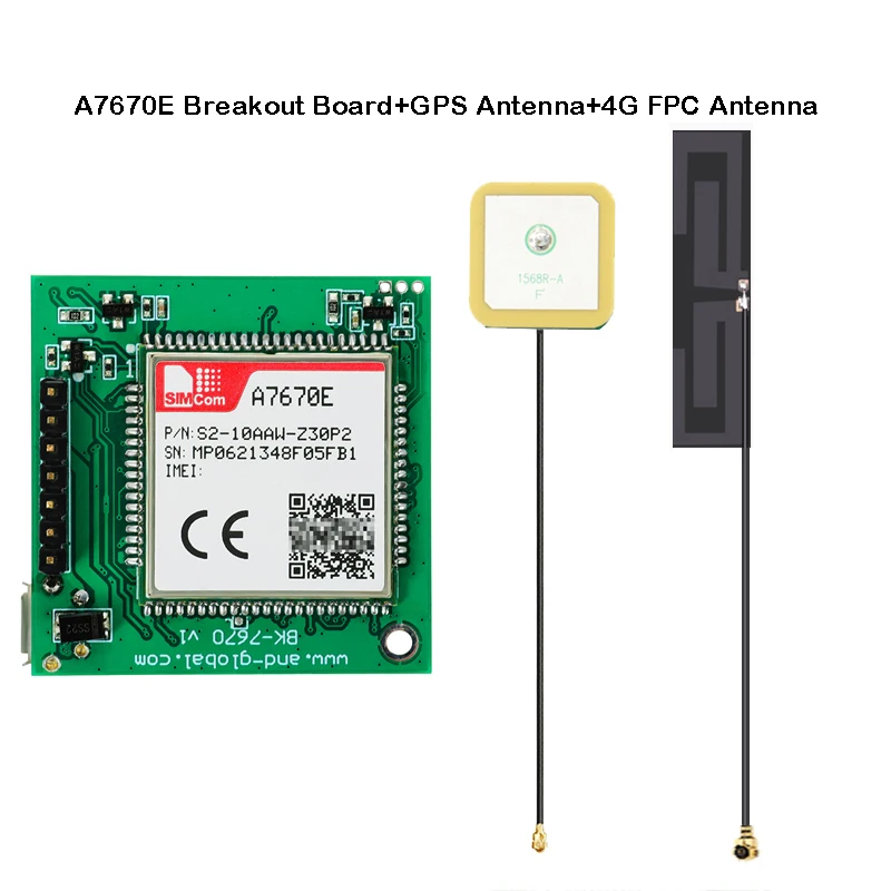 

SIMCOM A7670E LTE Cat1 module breakout board with 4G FPC GPS antenna Europe Middle East Africa Korea Thailand