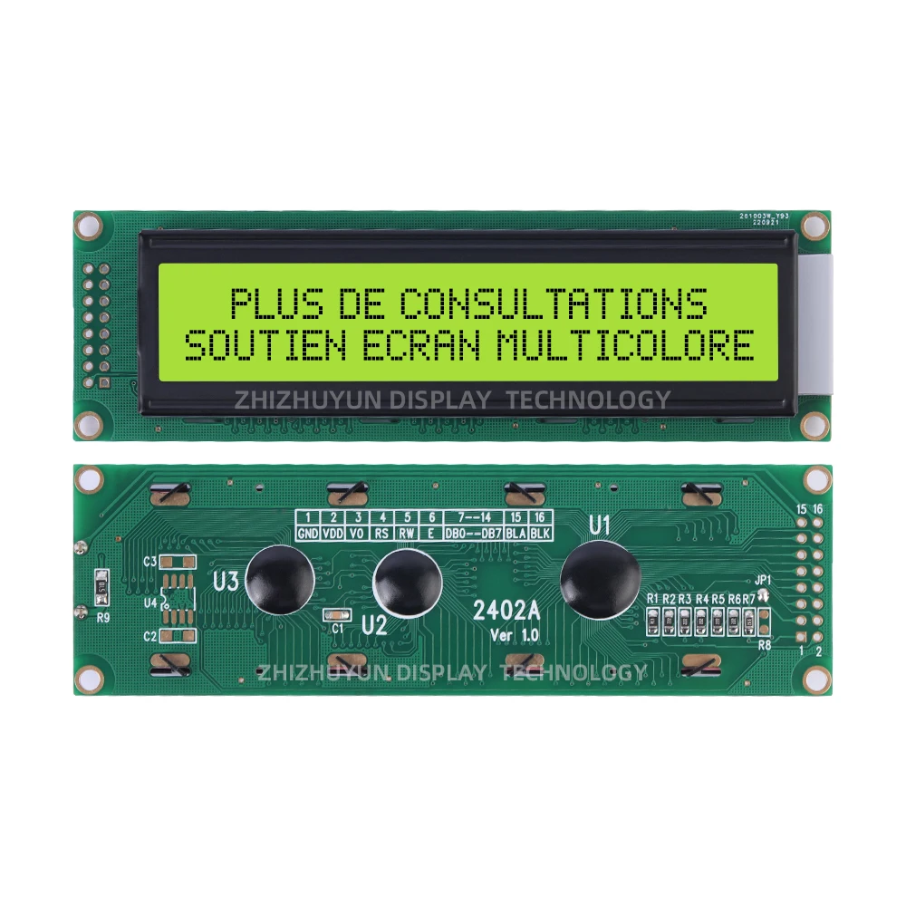 2402A European LCD Display Yellow Green Film LCD Display Multi Language Module Serial Port Screen