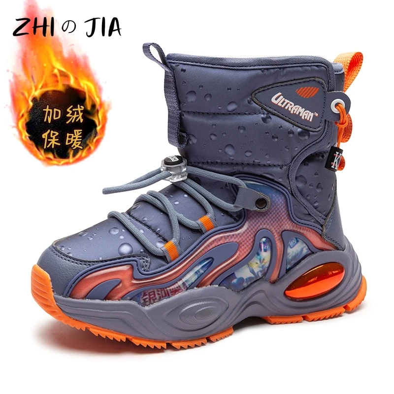 Hoge Kwaliteit Verdikte Kinderen Snowboots Outdoor Anti Slip Duurzame Warme Laarzen Jongens Meisjes Mode Hoge Top Pluche Laarzen 27-39