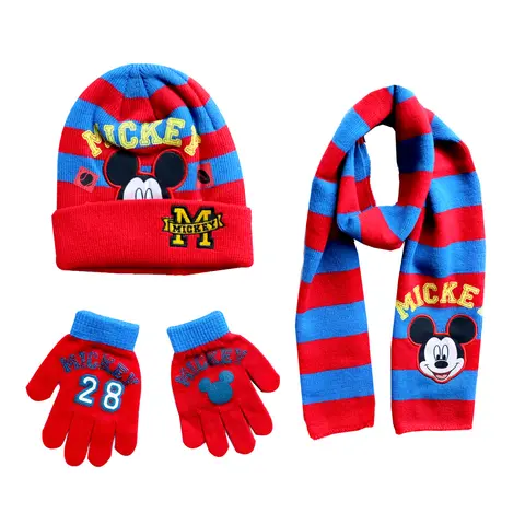 3 pz/set 4-8 Anni cappello per bambini ragazzi Topolino Cartoon cappello sciarpa guanti cappello lavorato a maglia set ragazza berretto tenere al caldo ragazze copricapo