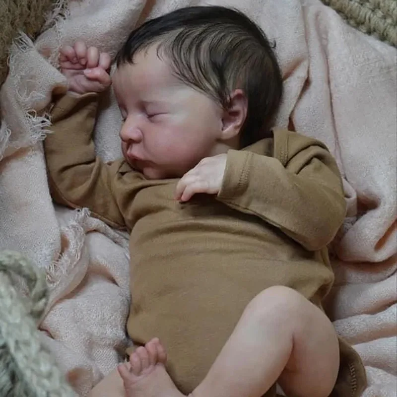 Lalka Reborn Levi 48 cm, materiałowy/silikonowy korpus, wysokiej jakości ręcznie malowana, wielowarstwowa lalka, zabawka, prezent urodzinowy