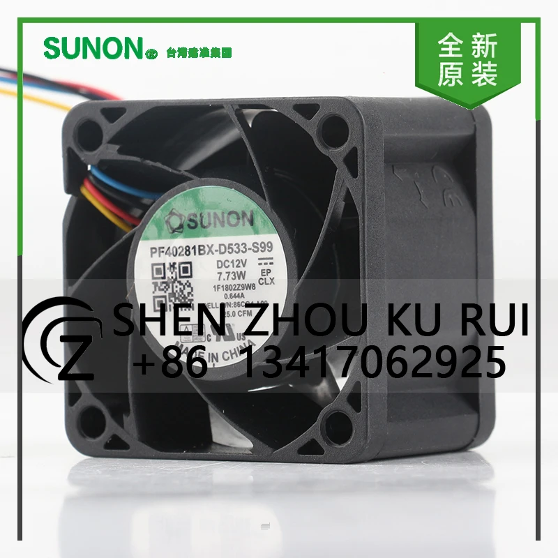 

Original Sunon 5V 24V 48V DC 12V 7.73W AC EC 4028 40X40X28MM 4CM PWM speed converter Mute 4-wire PF40281BX-D533-S99 cooling fan