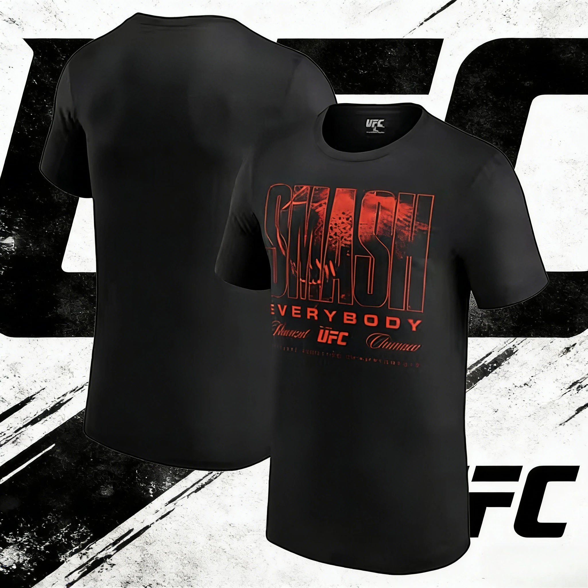 

UFC "SMASH EVERYBODY" Slogan Theme 2026 Summer Pure Cotton 100% Printed Fashion T-shirt Suitable for Both Men and Women