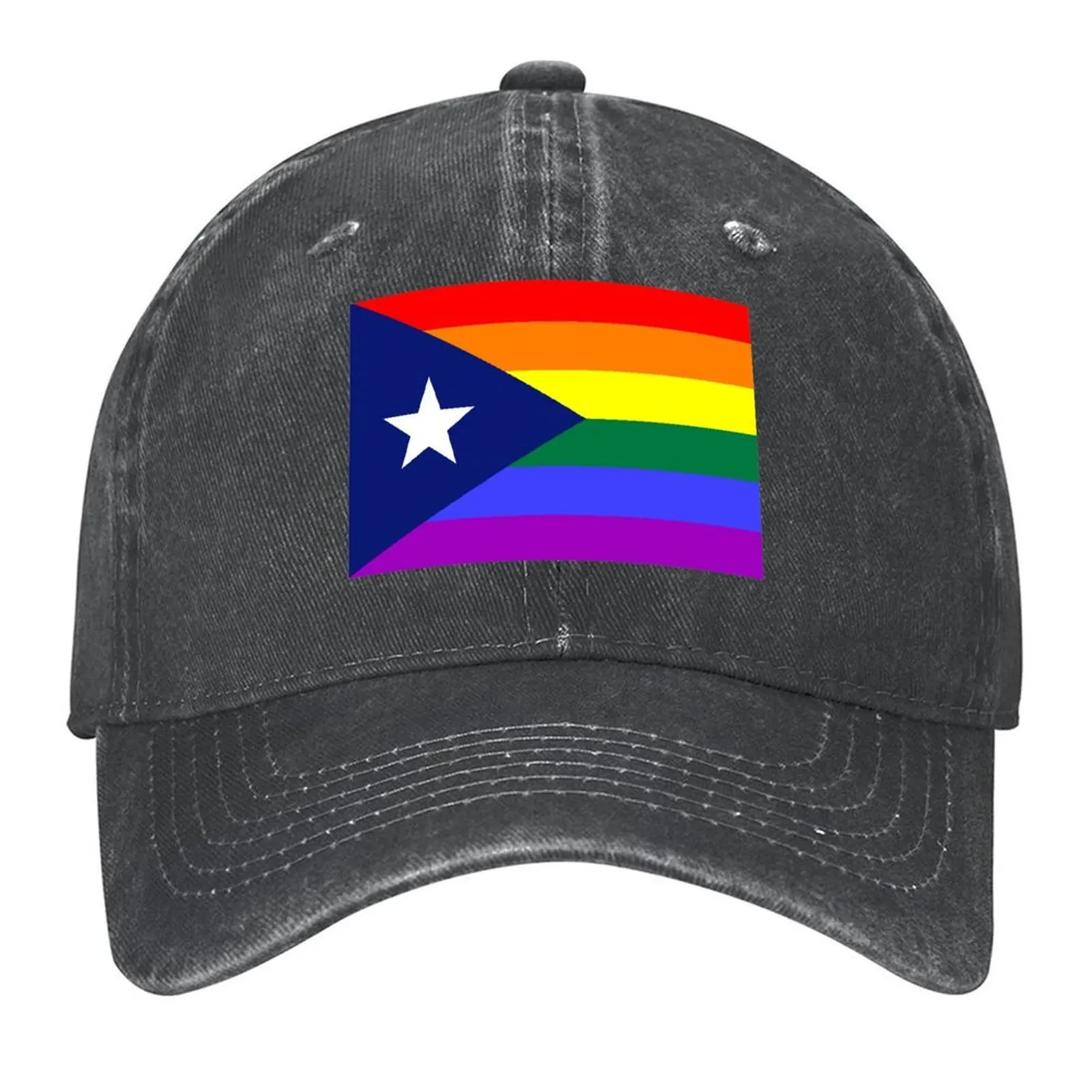 

Puerto Rican Rainbow Pride Flag Baseball Cap Luxury Brand Fishing cap Luxury Cap Luxury Man Hat Golf Women Men's
