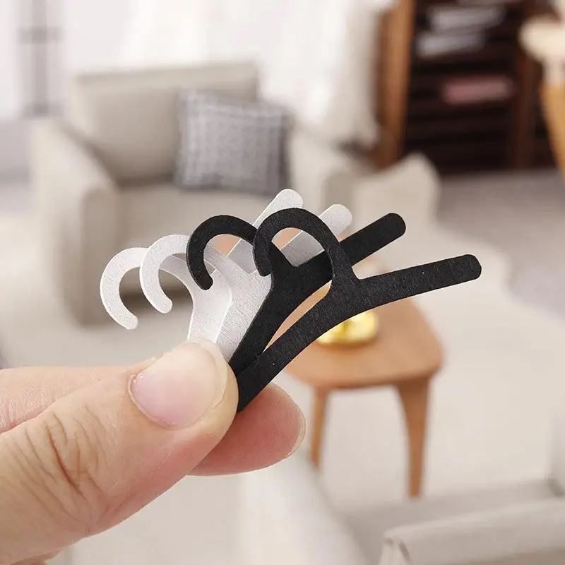 10Pcs Dollhouse 1/12 Furniture Toy Wooden White/Black Doll Clothes Rack Cosplay Mini Cloth Organizer Gift Miniature Model