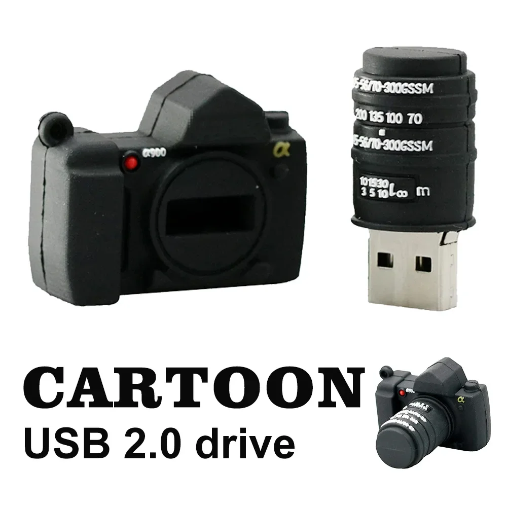 กล้องการ์ตูน USB 2.0 แฟลชไดรฟ์ 4G 8G 16G 32GB 64GB 128G Photo Studio ของขวัญปากกาไดรฟ์ความจุจริง 100% Memory Stick U Disk