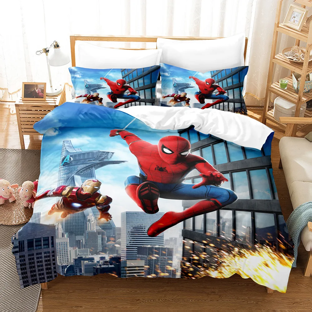 Disney Marvel Cartoon Bedding Set para crianças, Spiderman Duvet Cover, edredão, roupa de cama para crianças, Boy Bed, Birthday Gift