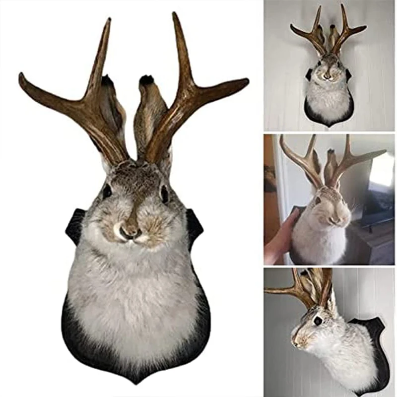 New Resin Handicraft Creative Deer Antler Rabbit Home Creative Wall Decoration Hanging Decoration Wall Furniture Decoration