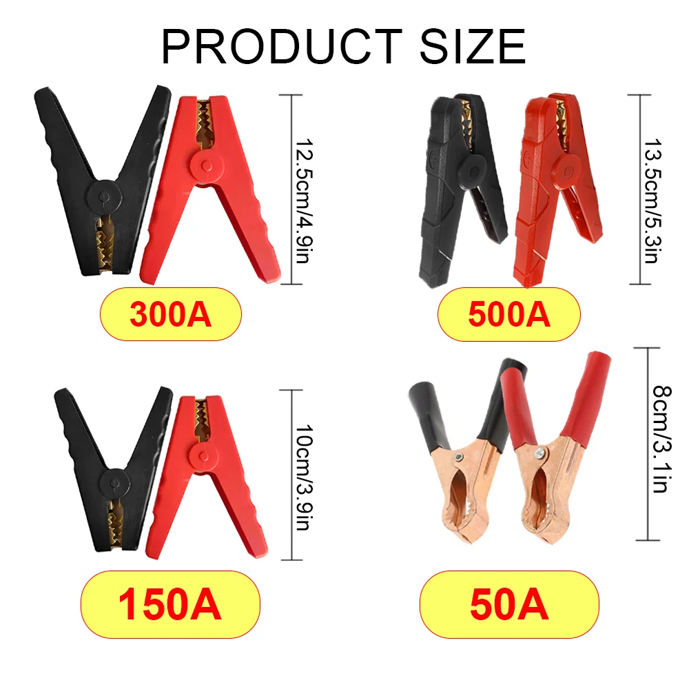 50A-500A Copper Alligator Clips Car Caravan Battery Alligator Clips Electrical Battery Clamp Test Connector for Jumper Cables