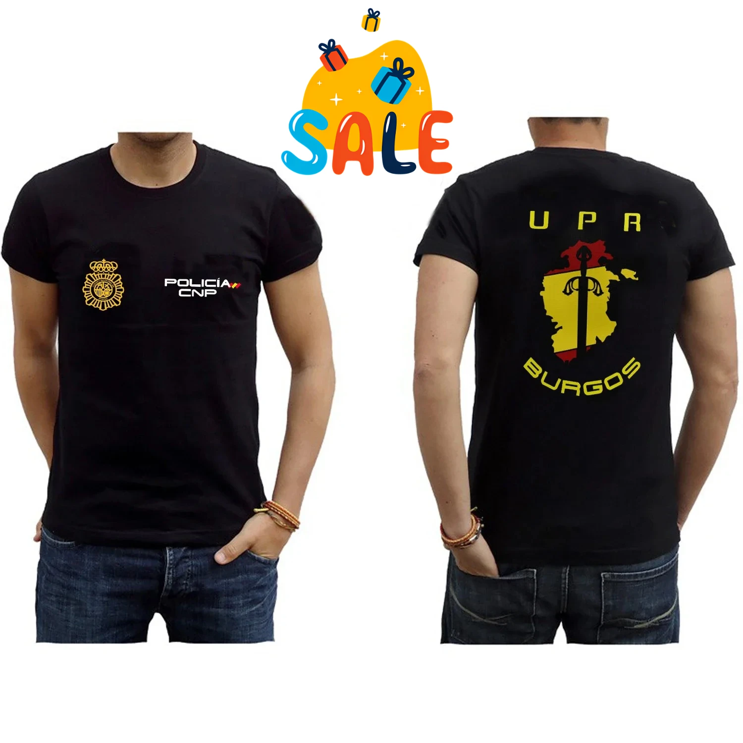 Camiseta Policia Nacional Española. Camiseta UPR Burgos 100% algodón cuello redondo manga corta verano Casual camiseta para hombre ropa de calle