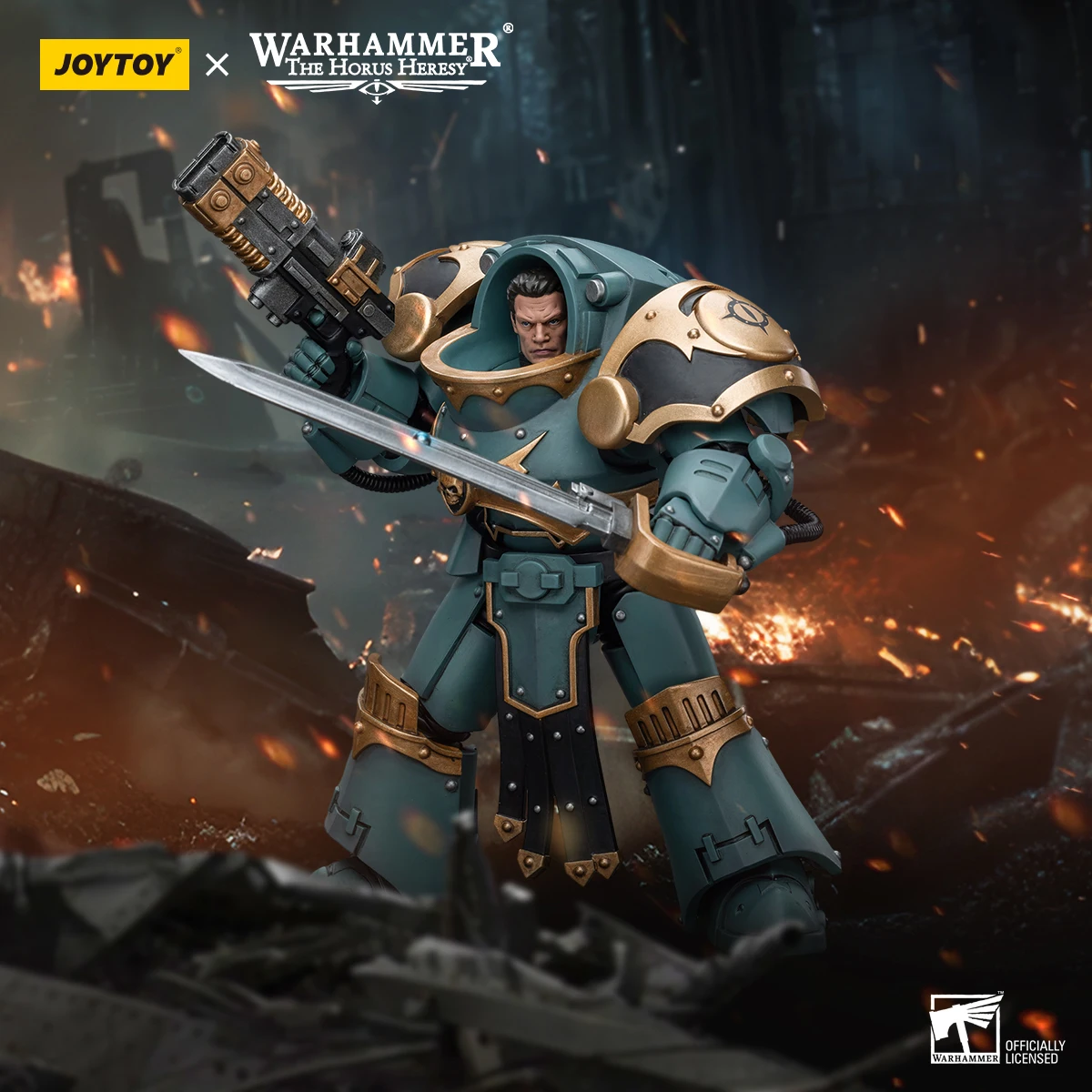 

JOYTOY Warhammer: Ересь Хоруса – Отряд Терминаторов Сынов Хоруса, Сержант с Волкитным зарядным устройством и силовым мечом (подарок)