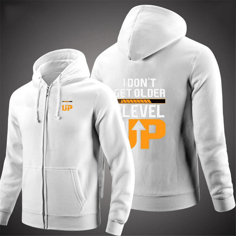 2025 Men's Drawstring Hoodies Spring And Autumn I Don't Get Older I Level up Logo Print Versatile Understated Luxury Coat view 6