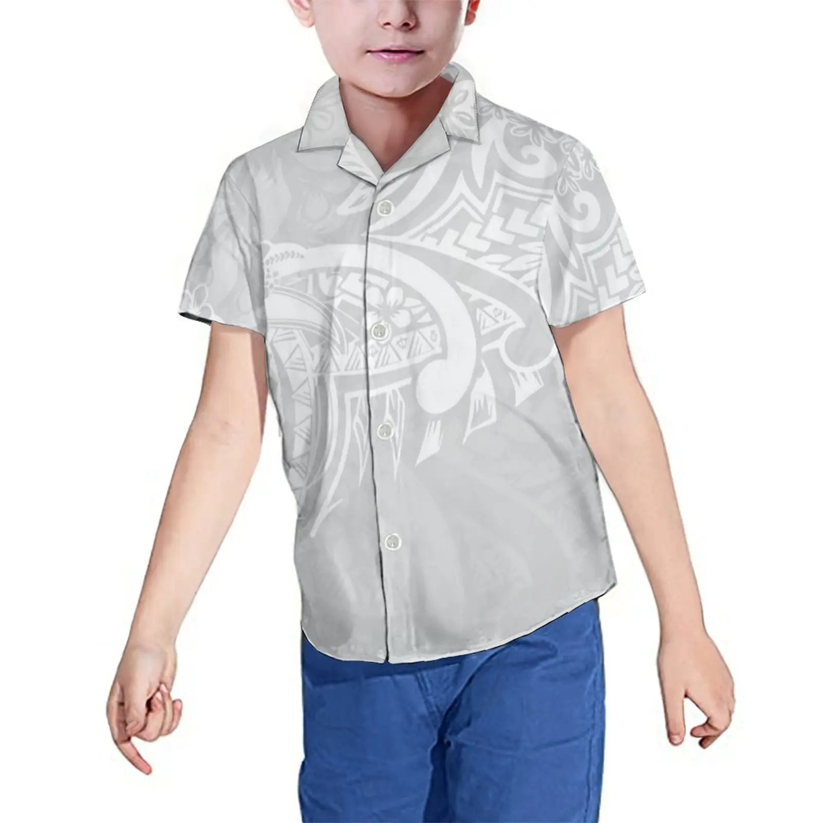 Hawaii Kinder hemd und Kleid passendes Set polynes isch bedrucktes Kleid für Mädchen Fidschi Tops lockeres Freizeit hemd für Jungen