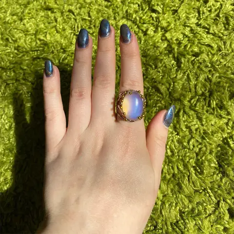 Women's Natural Moonstone Ring White Albumen Stone Rattan Ring Suitable for Women's Wedding High-quality Luxury Jewelry