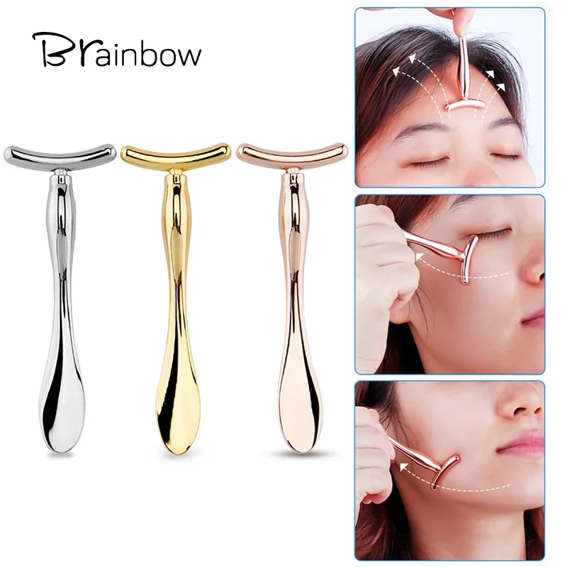 Brain bow 1PC Mini massaggiatore facciale Stick Anti Eye Pouch cerchi scuri massaggiatore dispositivo t-shape Lifting facciale Beauty Bar